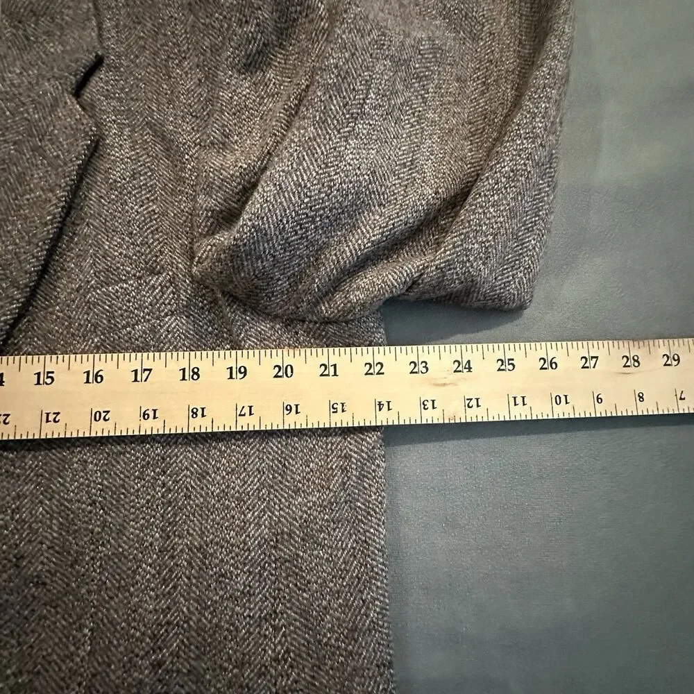 Vintage 80s Kingsridge Tweed Blazer Mens 44 Herringbone Wool Sport Coat Made USA